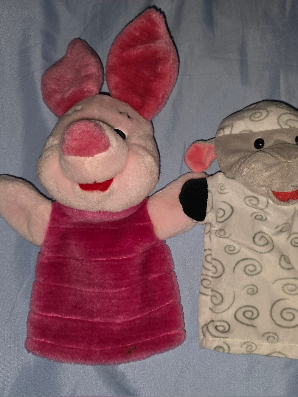 Vintage Piglet & Lamb Plush Hand Puppets Lot of 2 - Winnie the Pooh & Friends